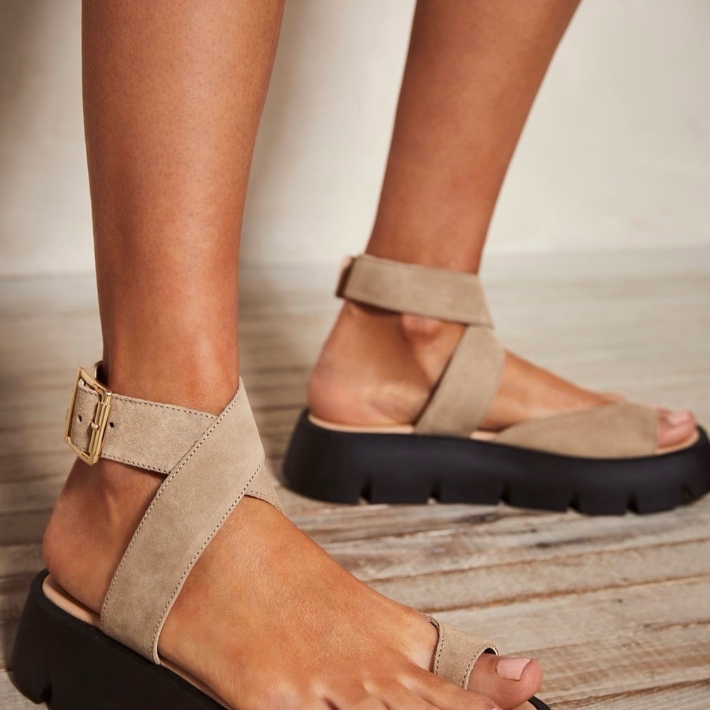 Free People Tan Platform Sandals